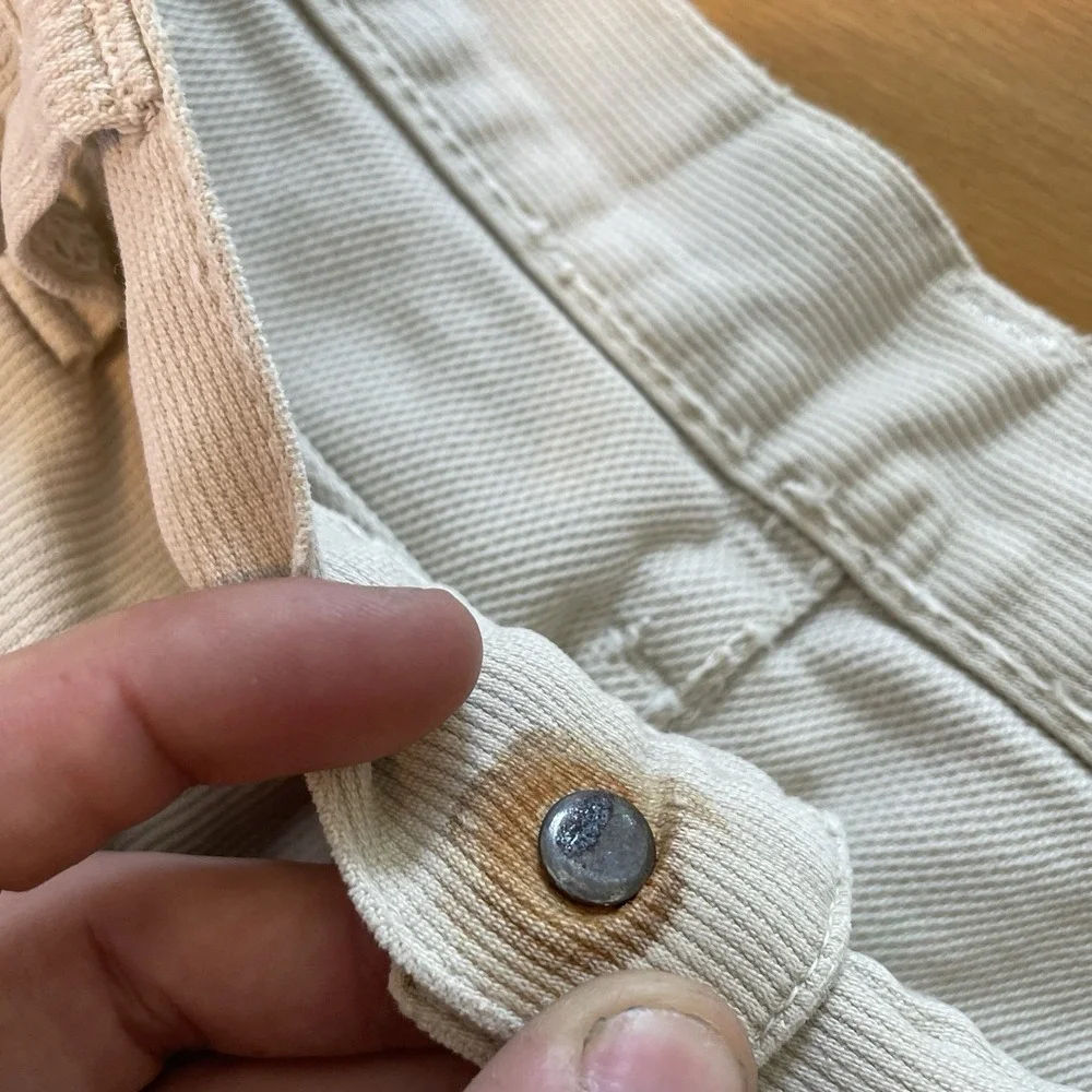 1960s Levis Big E 911B Beige Pique Corduroy Cotton Cut Off Jean Shorts 33x10